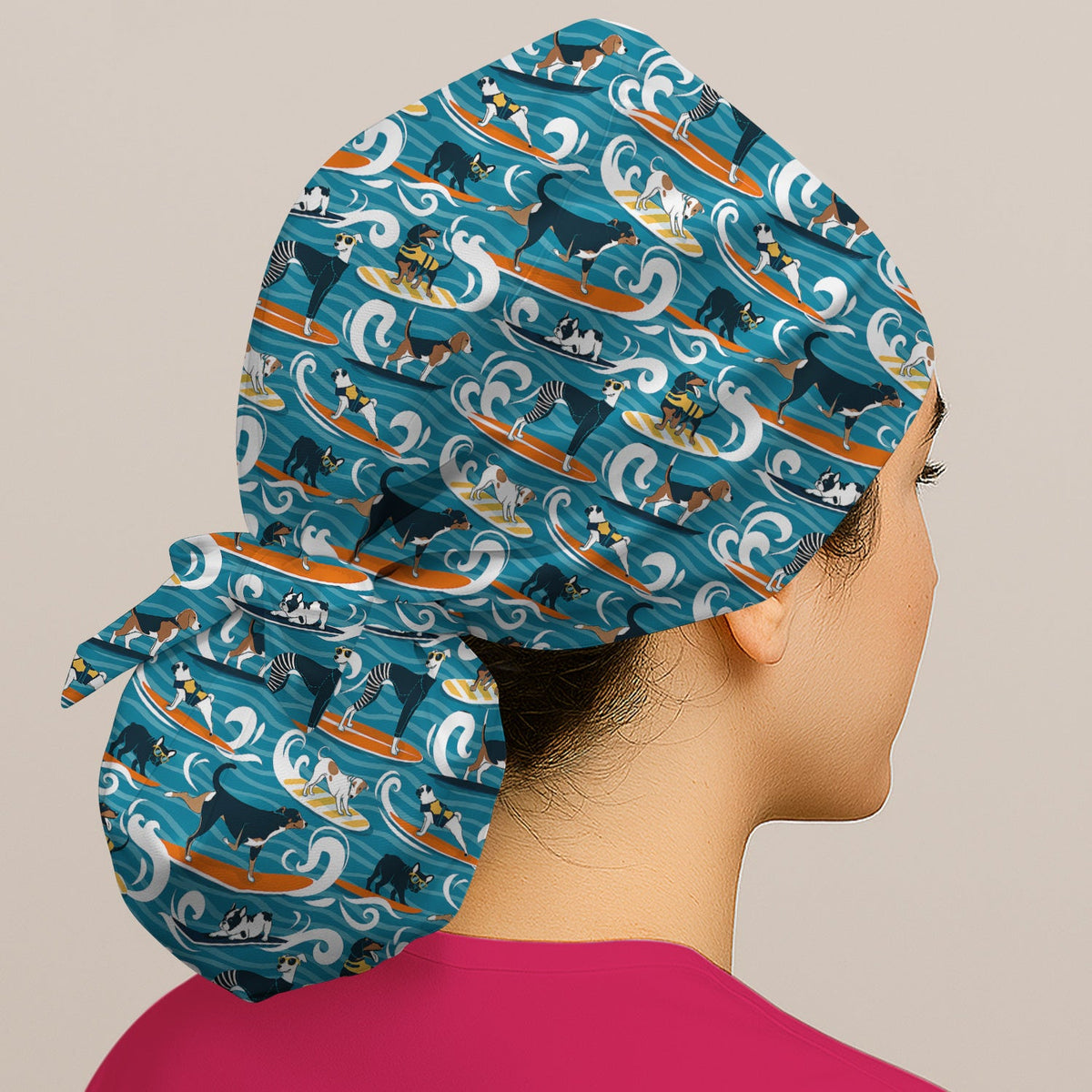 Surfing Dogs Ocean Wave Scrub Cap