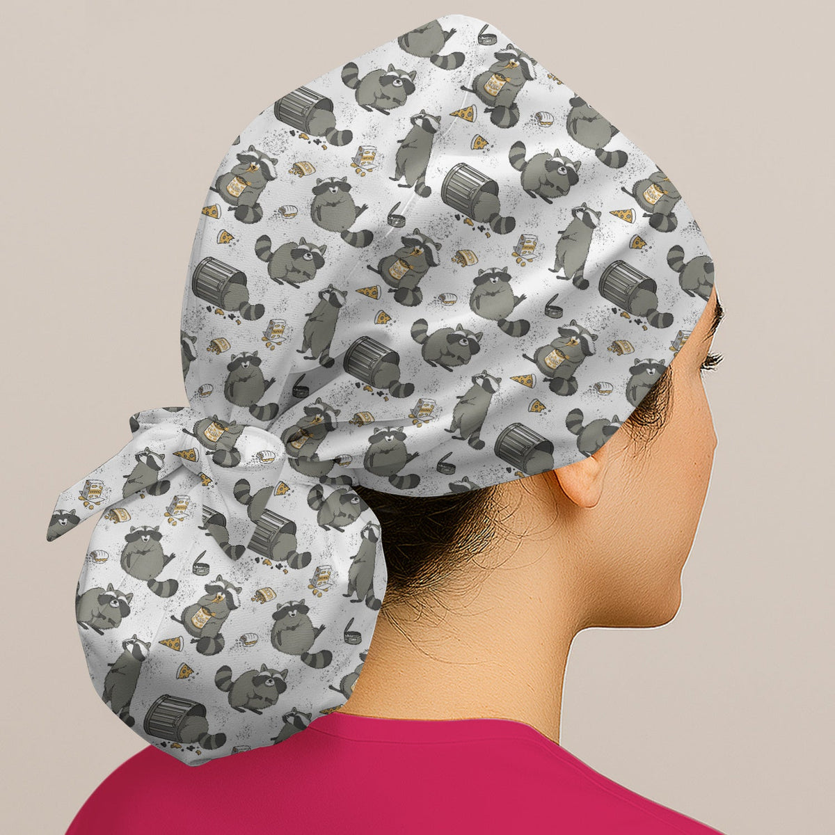 Raccoon Snack Trash Can Scrub Cap