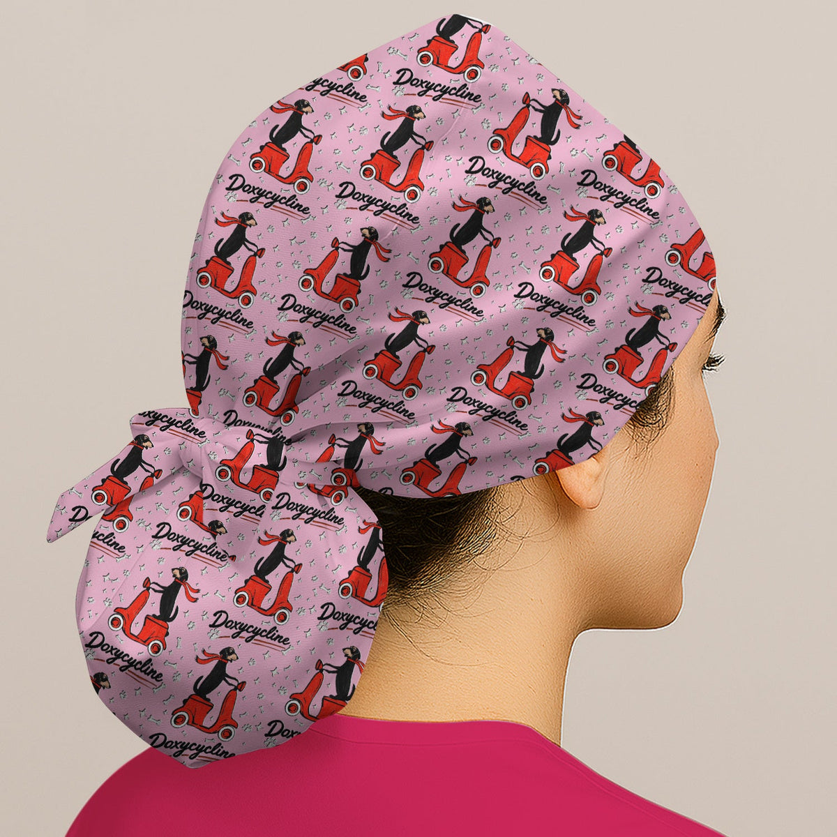 Dachshund Riding Scooter Scrub Cap