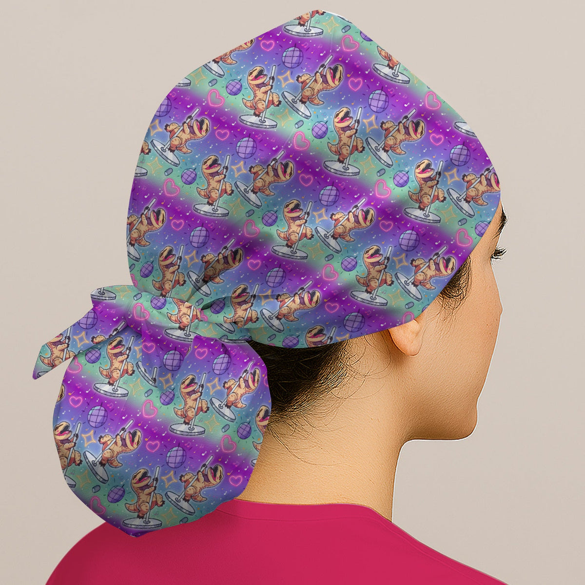 Dancing Dinosaur Disco Scrub Cap