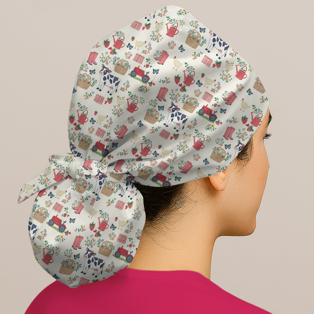 Cow Chicken Farm Scrub Cap