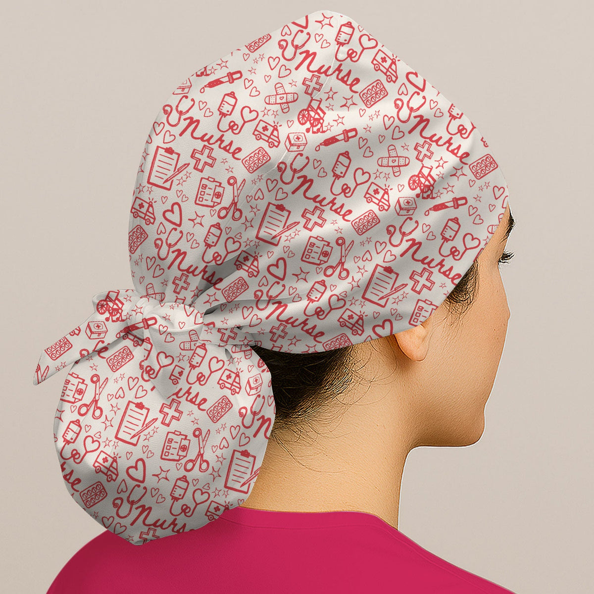 Heart Medical Scrub Cap