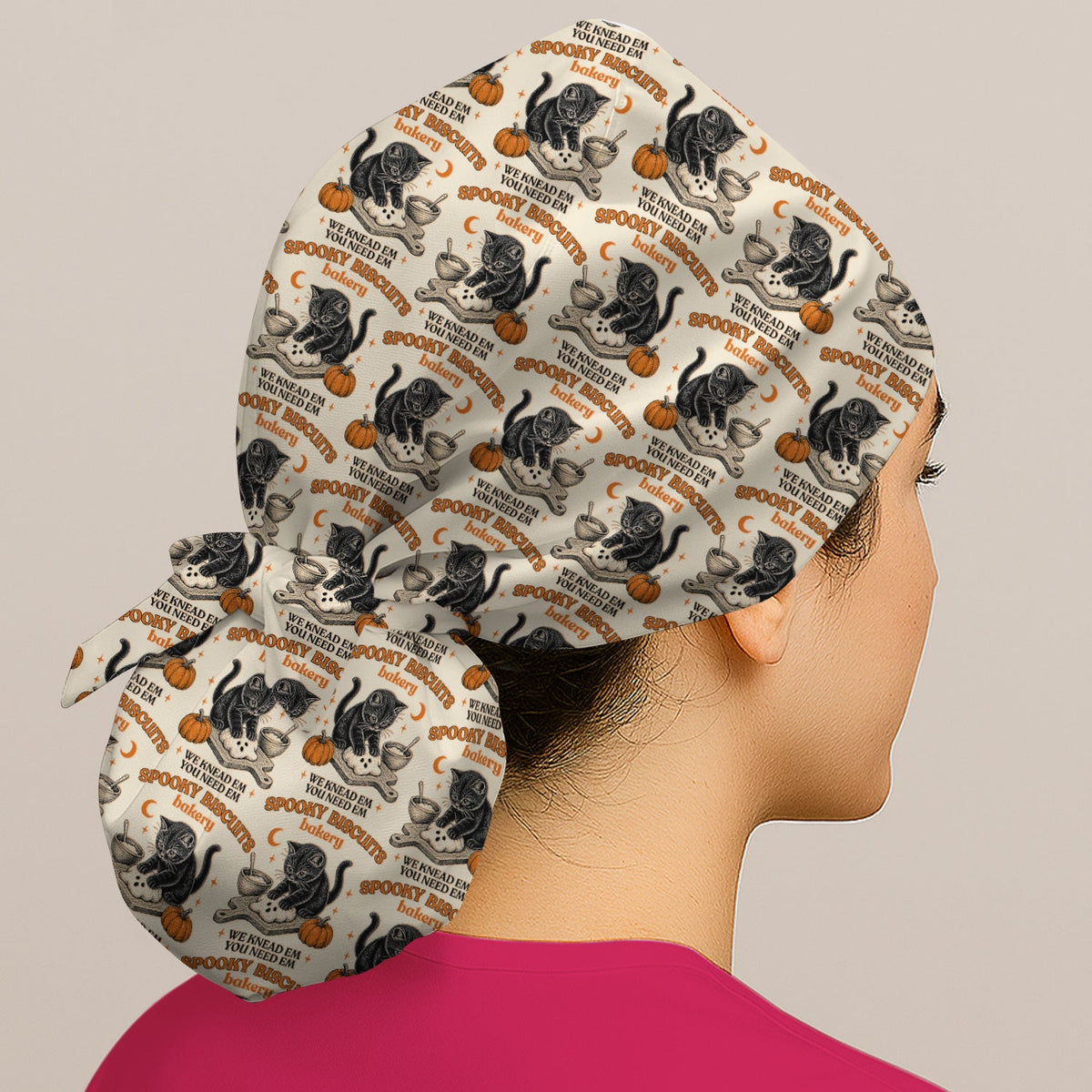 Black Cat Scrub Cap - Halloween Gift