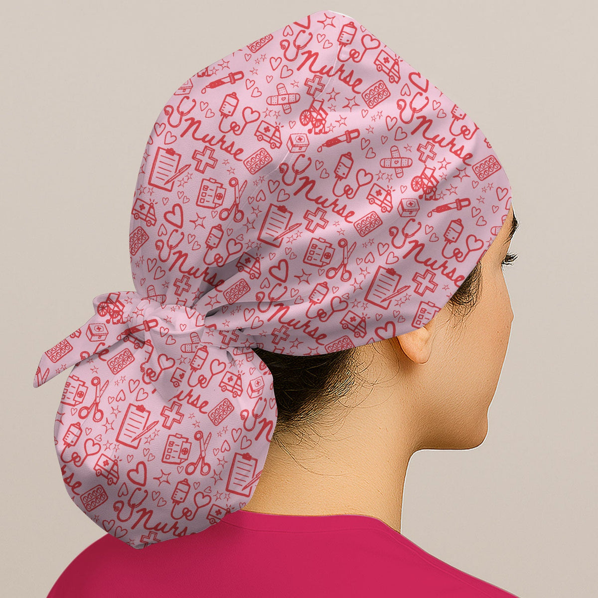 Heart Medical Scrub Cap