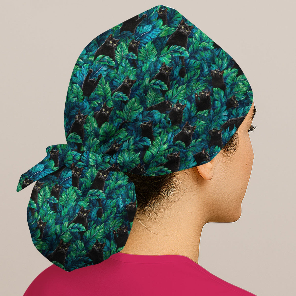 Black Cat Tropical Jungle Scrub Cap