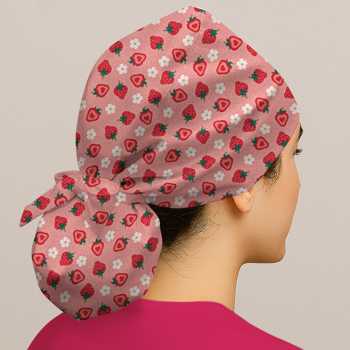 Sweet Strawberry Blossom Scrub Cap