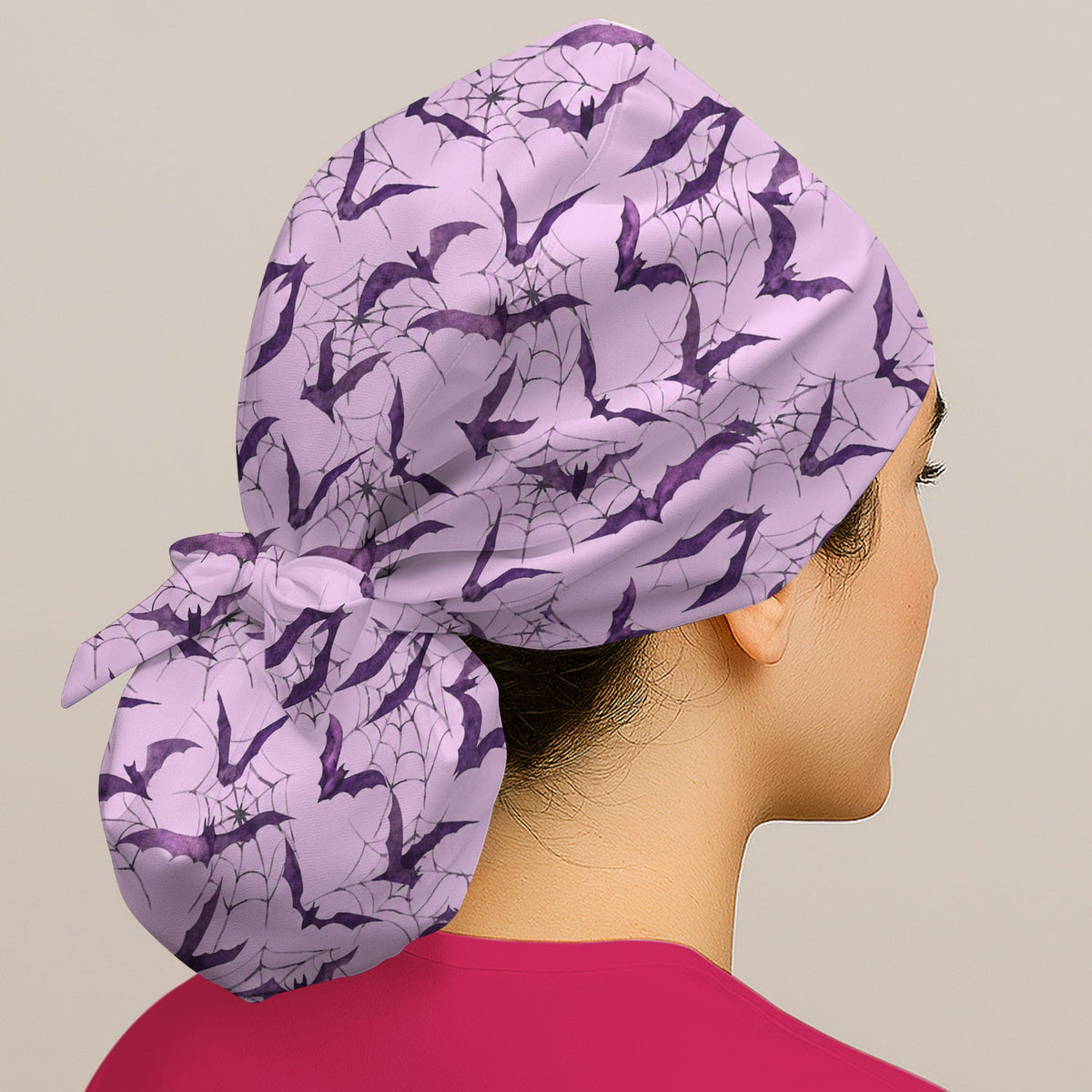 Bat with Spider Web Scrub Cap - Halloween Gift For Nurse