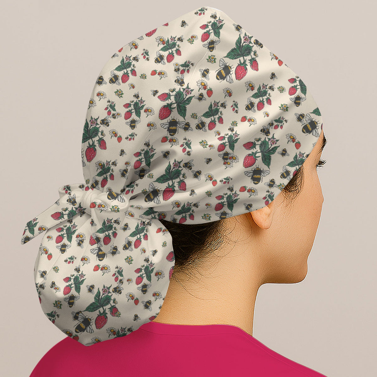 Strawberry Bee Daisy Scrub Cap