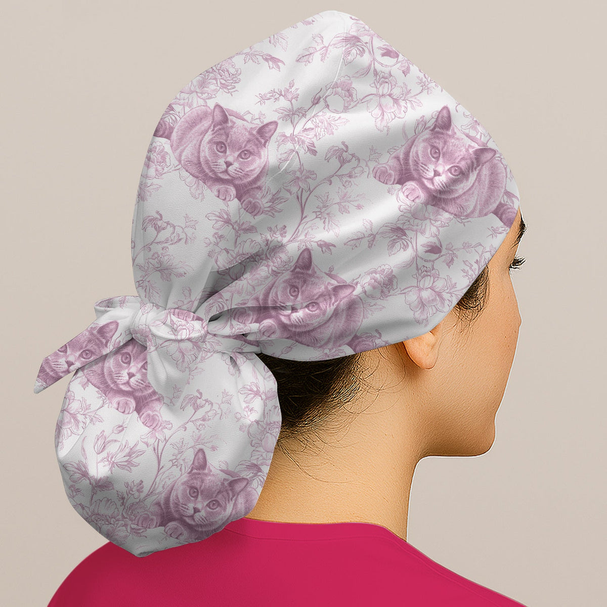 Dog Cat Chinoiserie Scrub Cap