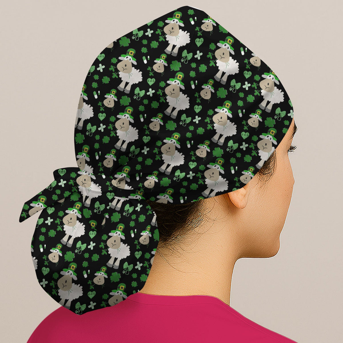 Sheep Shamrock Nurse Scrub Cap - St Patricks Day Gift