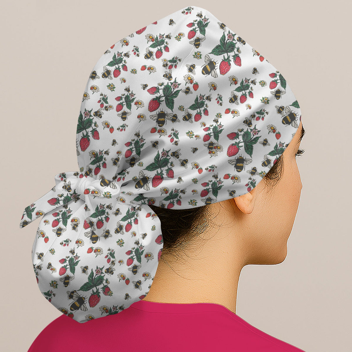 Strawberry Bee Daisy Scrub Cap