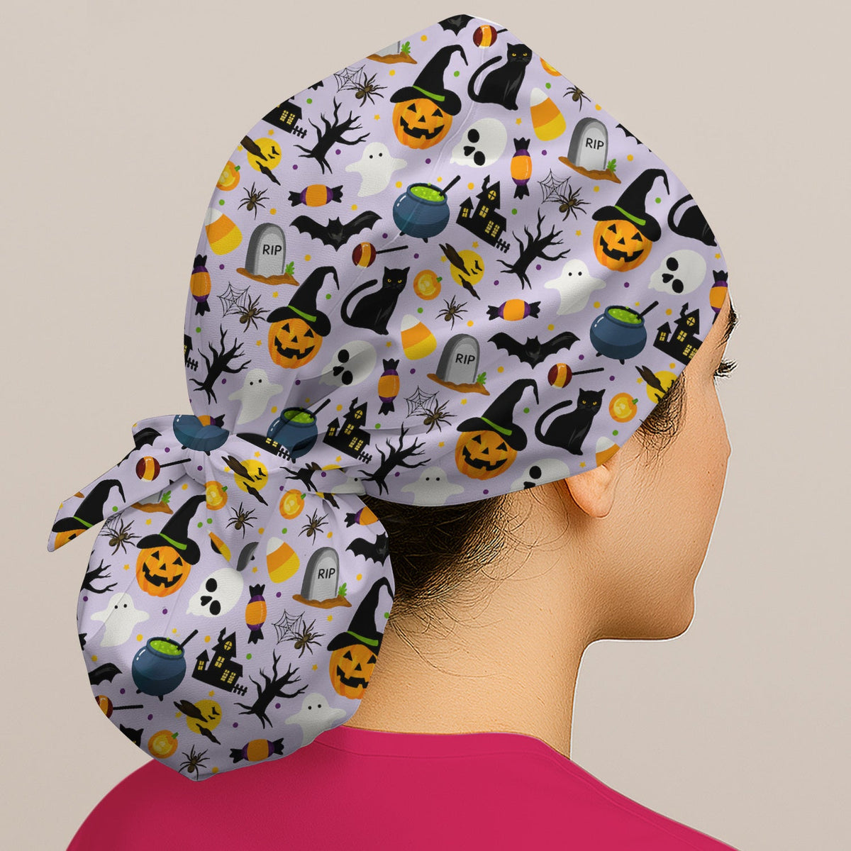 Ghost Pumpkin Witch Scrub Cap - Halloween Gift For Nurse