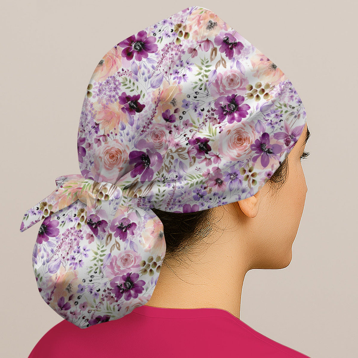 Elegant Watercolor Floral Bloom Scrub Cap