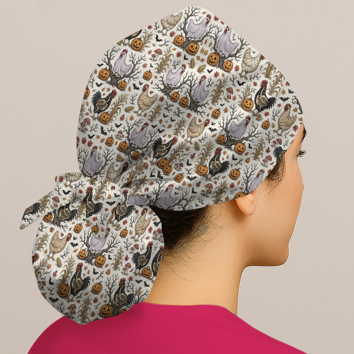 Skeleton Chickens Scrub Cap - Halloween Gift For Nurse