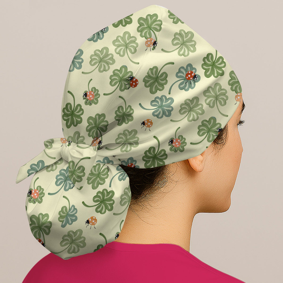 Clover And Ladybug Lucky Garden Scrub Cap