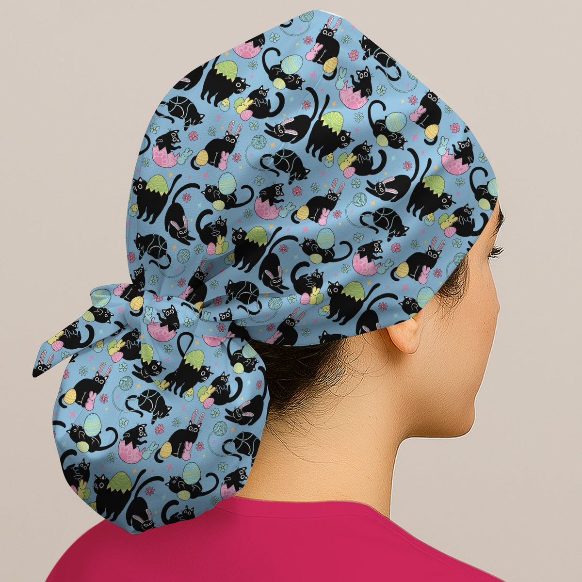 Black Cat Egg Scrub Cap - Easter Gift