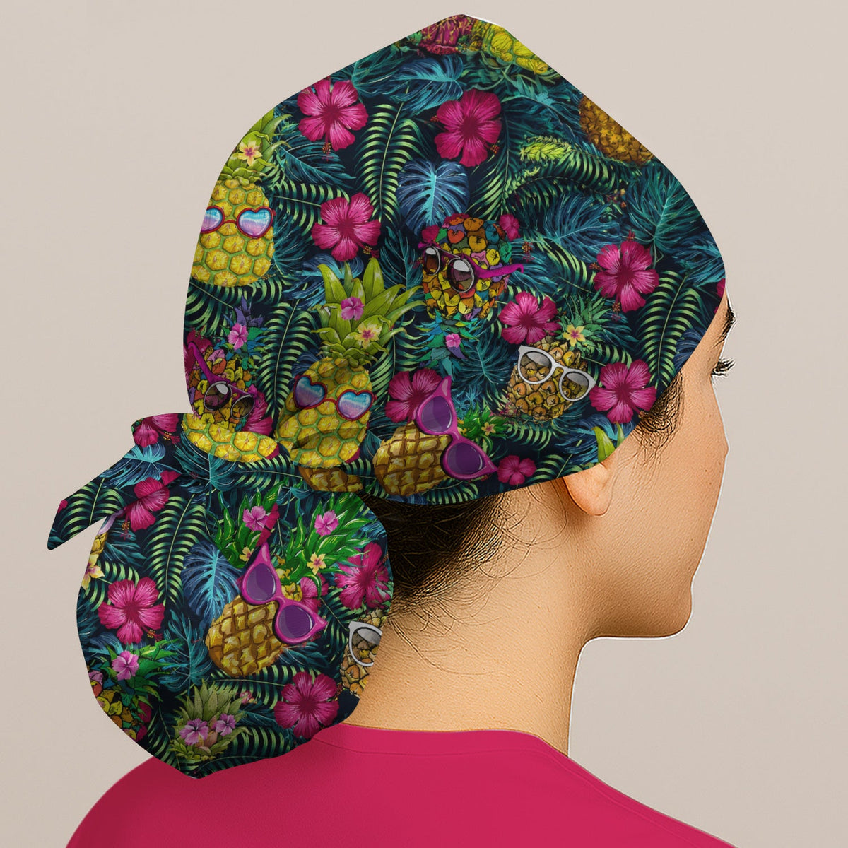 Tropical Pineapple Sunglasses Scrub Cap