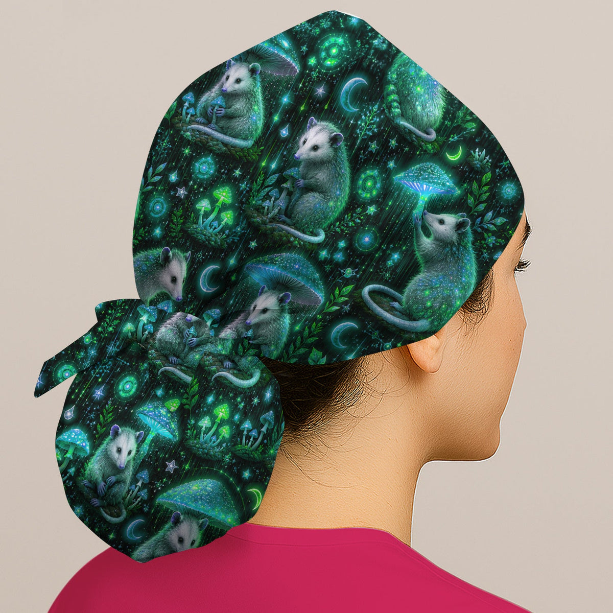 Moonlit Opossum Mushroom Scrub Cap