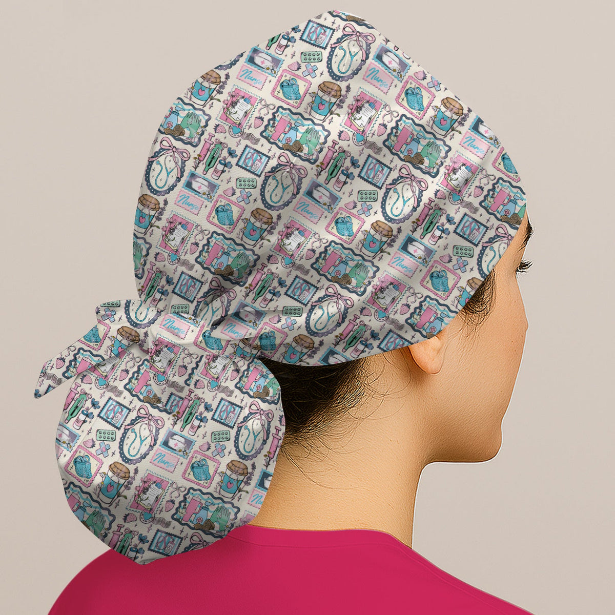 Stethoscope Syringe Frame Scrub Cap