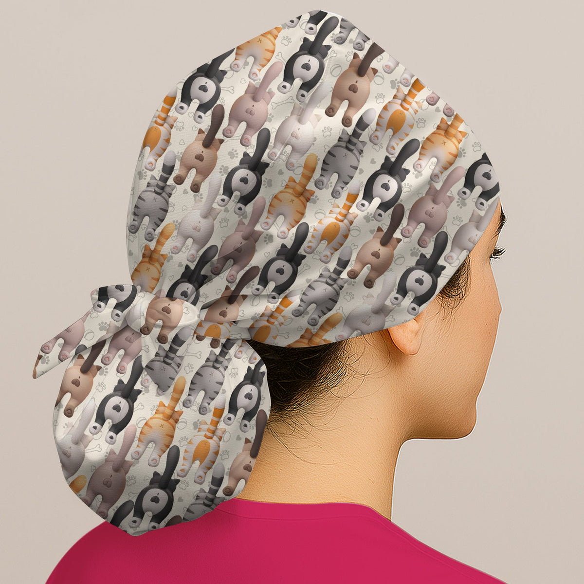 Cat Butt Paw Print Scrub Cap