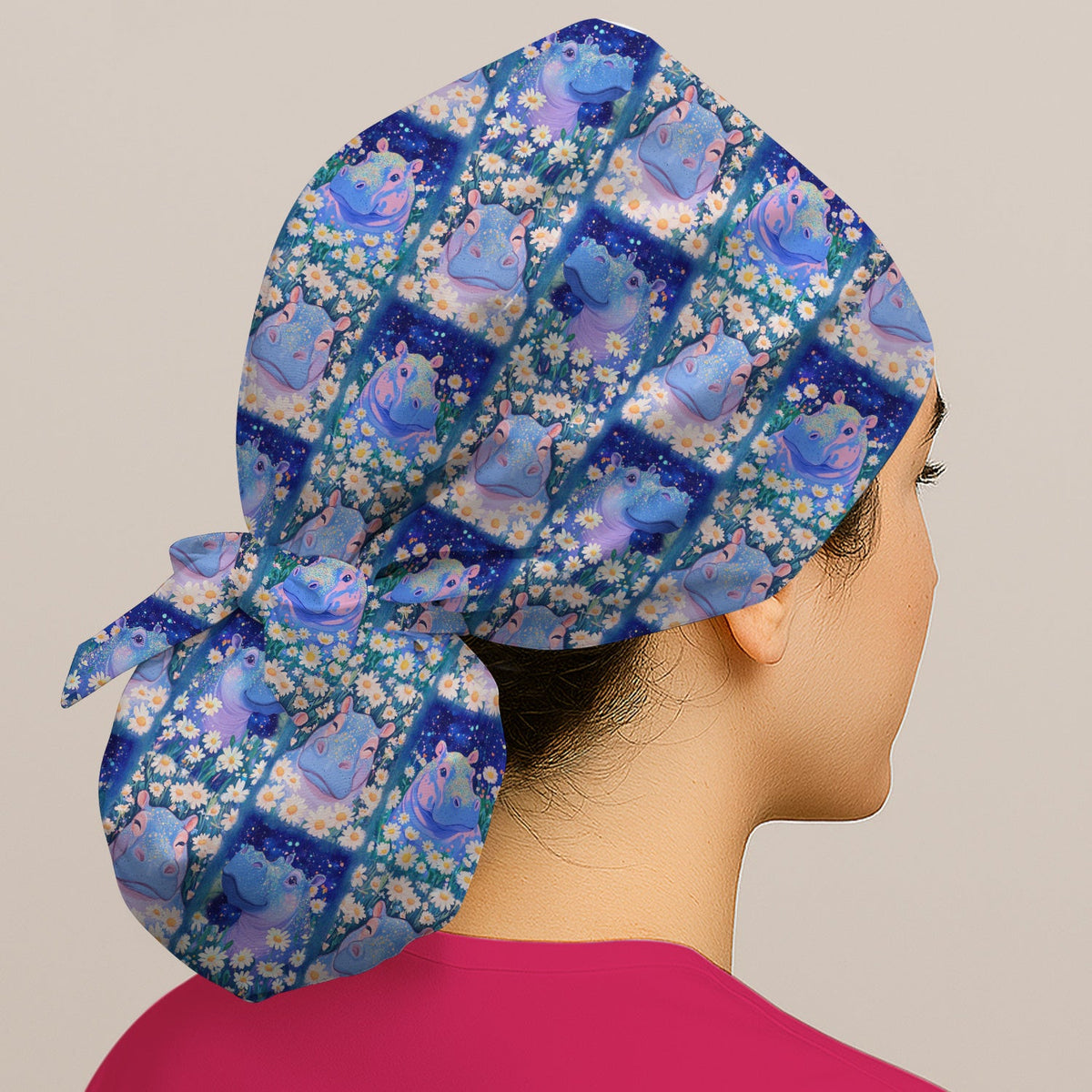 Hippo Daisy Patchwork Scrub Cap