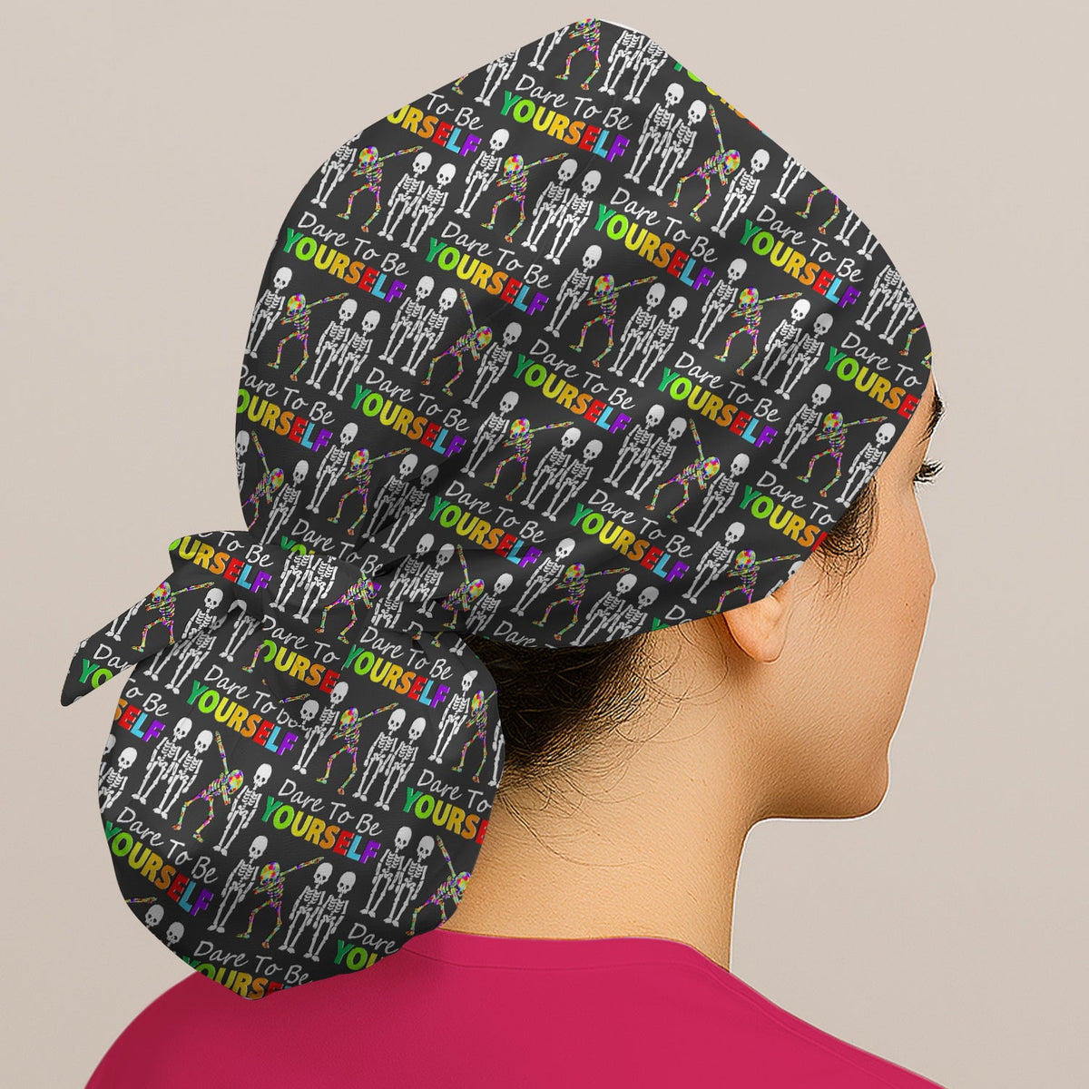 Rainbow Skeleton Dare To Be Yourself Scrub Cap
