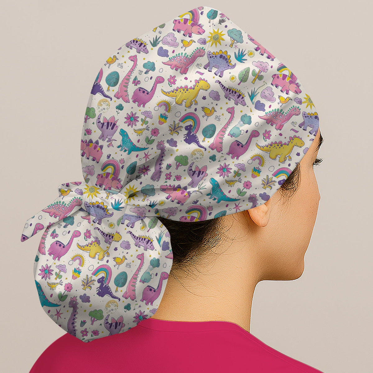 Dinosaur Rainbow Scrub Cap