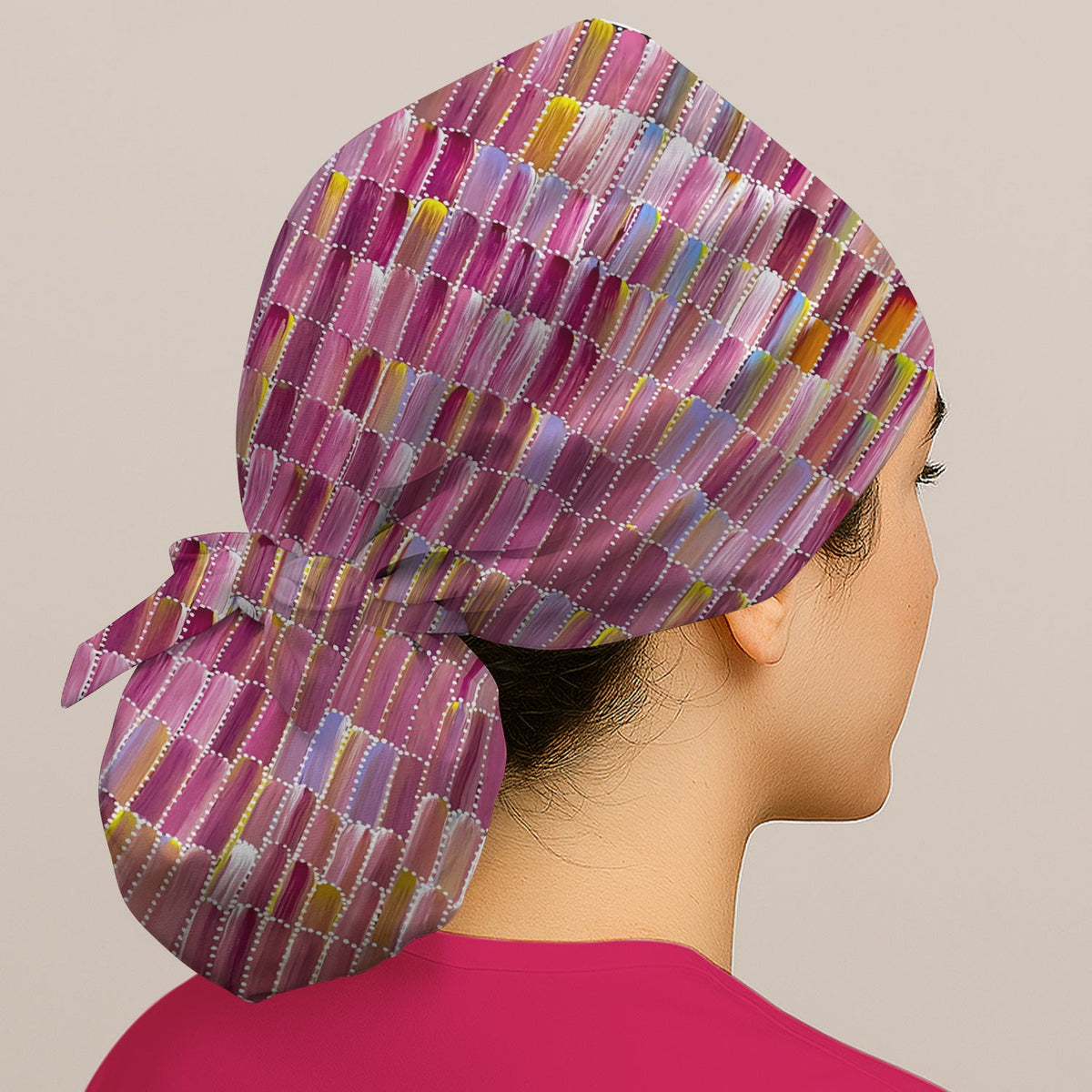 Colorful Abstract Brushstroke Dotted Scrub Cap