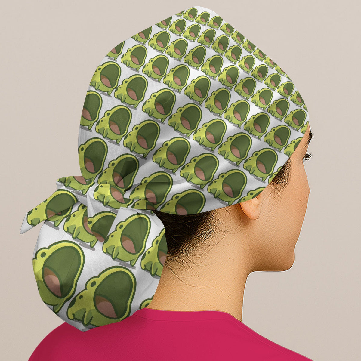 Green Frog Cartoon Scrub Cap