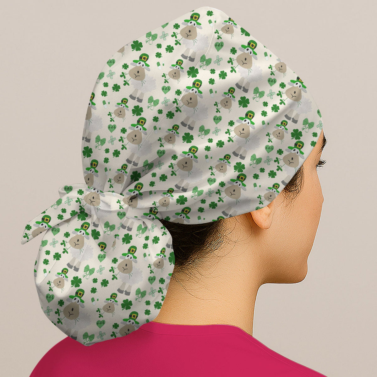 Sheep Shamrock Nurse Scrub Cap - St Patricks Day Gift