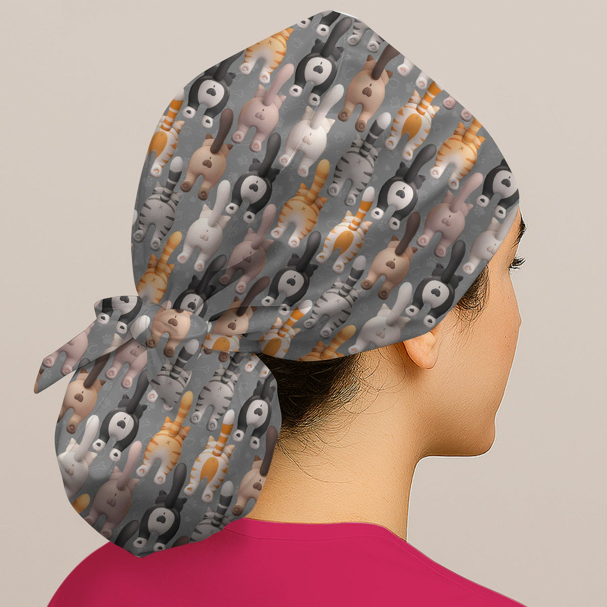 Cat Butt Paw Print Scrub Cap