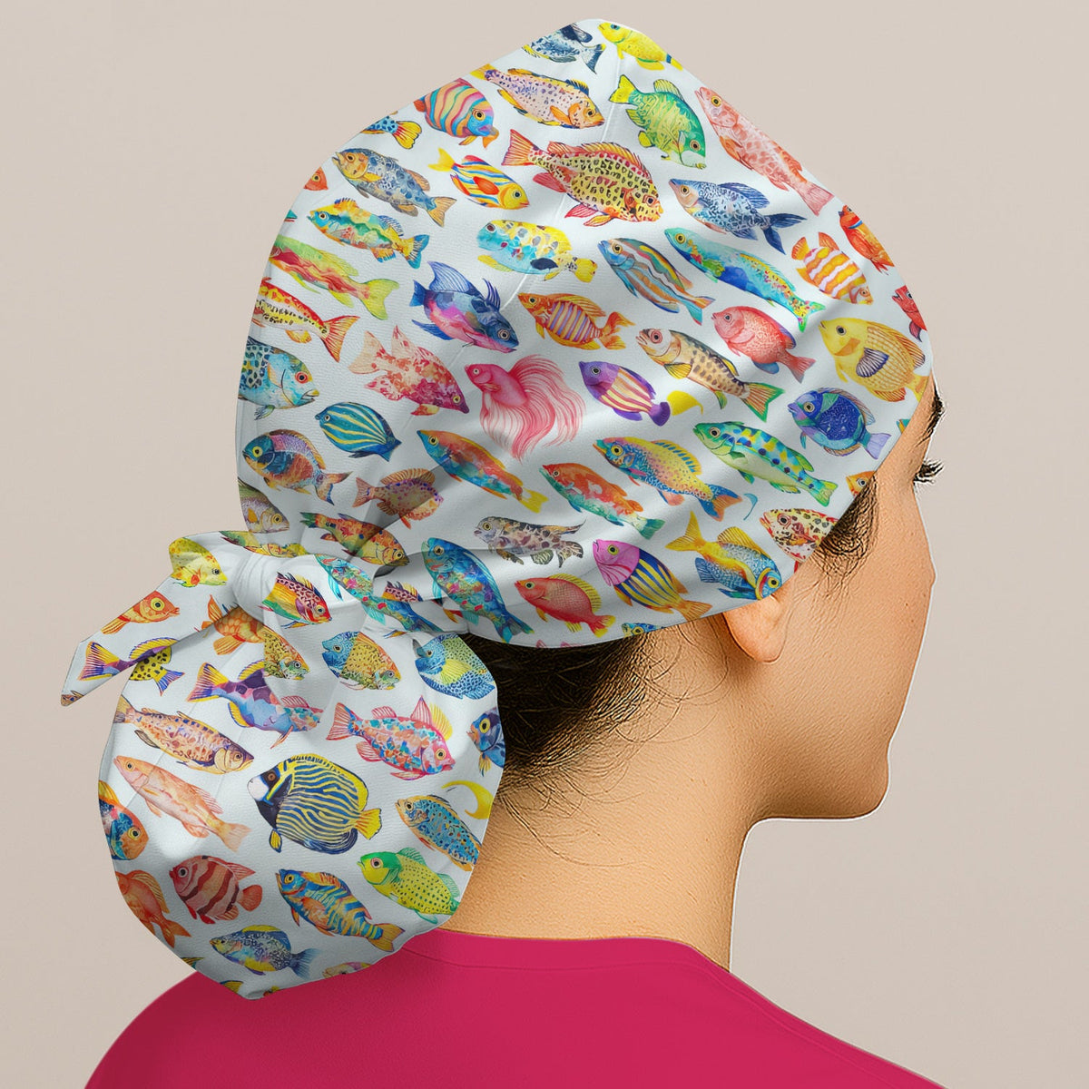 Colorful Tropical Fish Scrub Cap