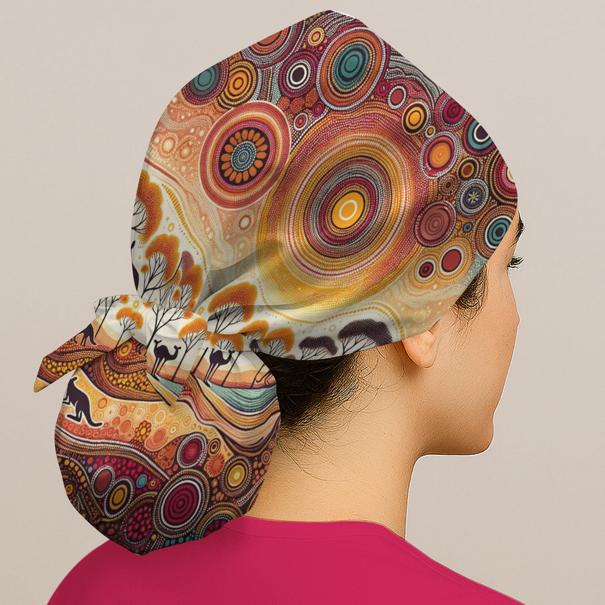 Aboriginal Kangaroo Art Scrub Cap