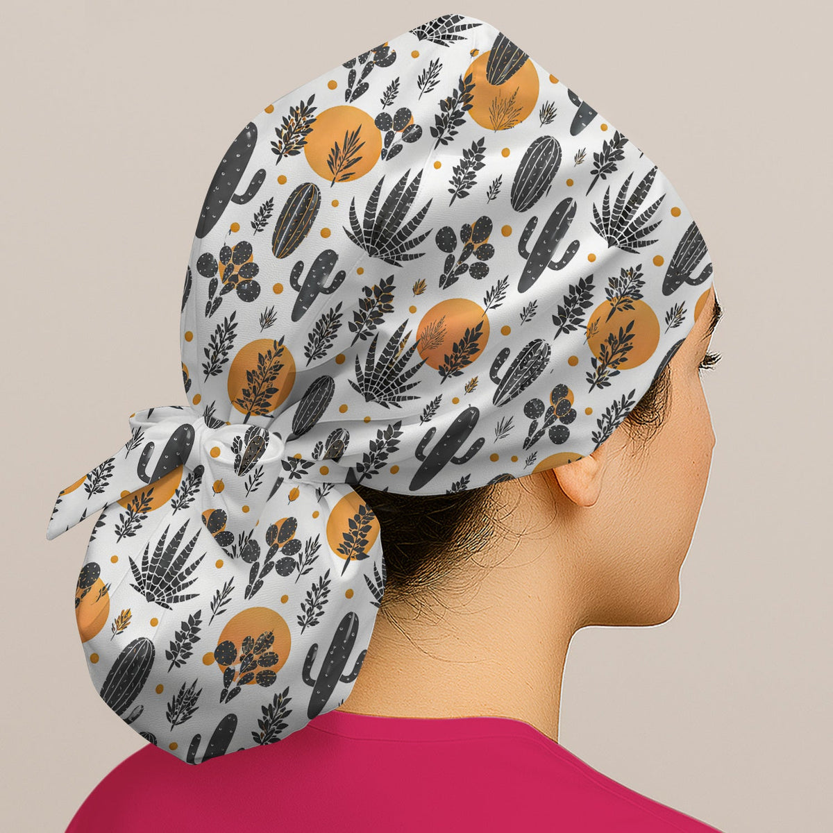 Desert Cactus Orange Sun Scrub Cap