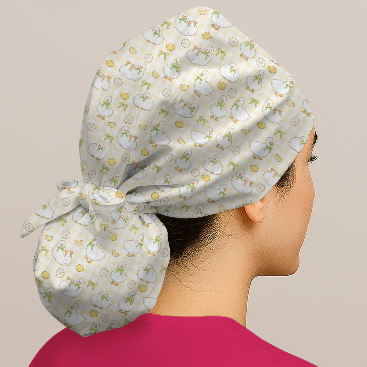 Adorable Ducks Lemon Daisy Scrub Cap