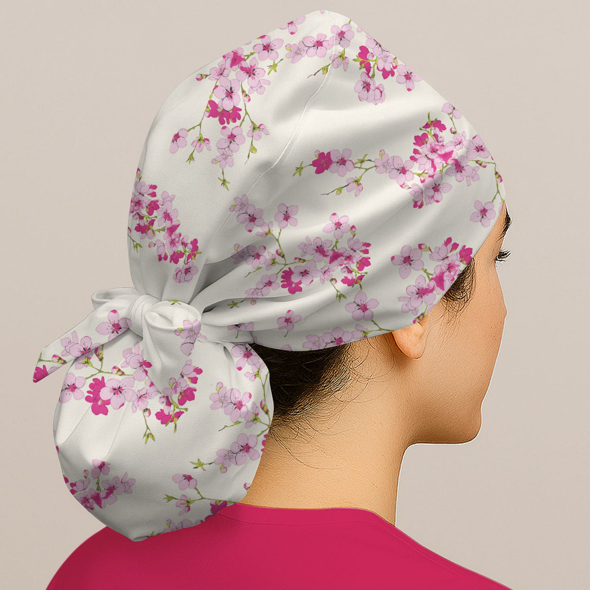 Elegant Cherry Blossom Scrub Cap