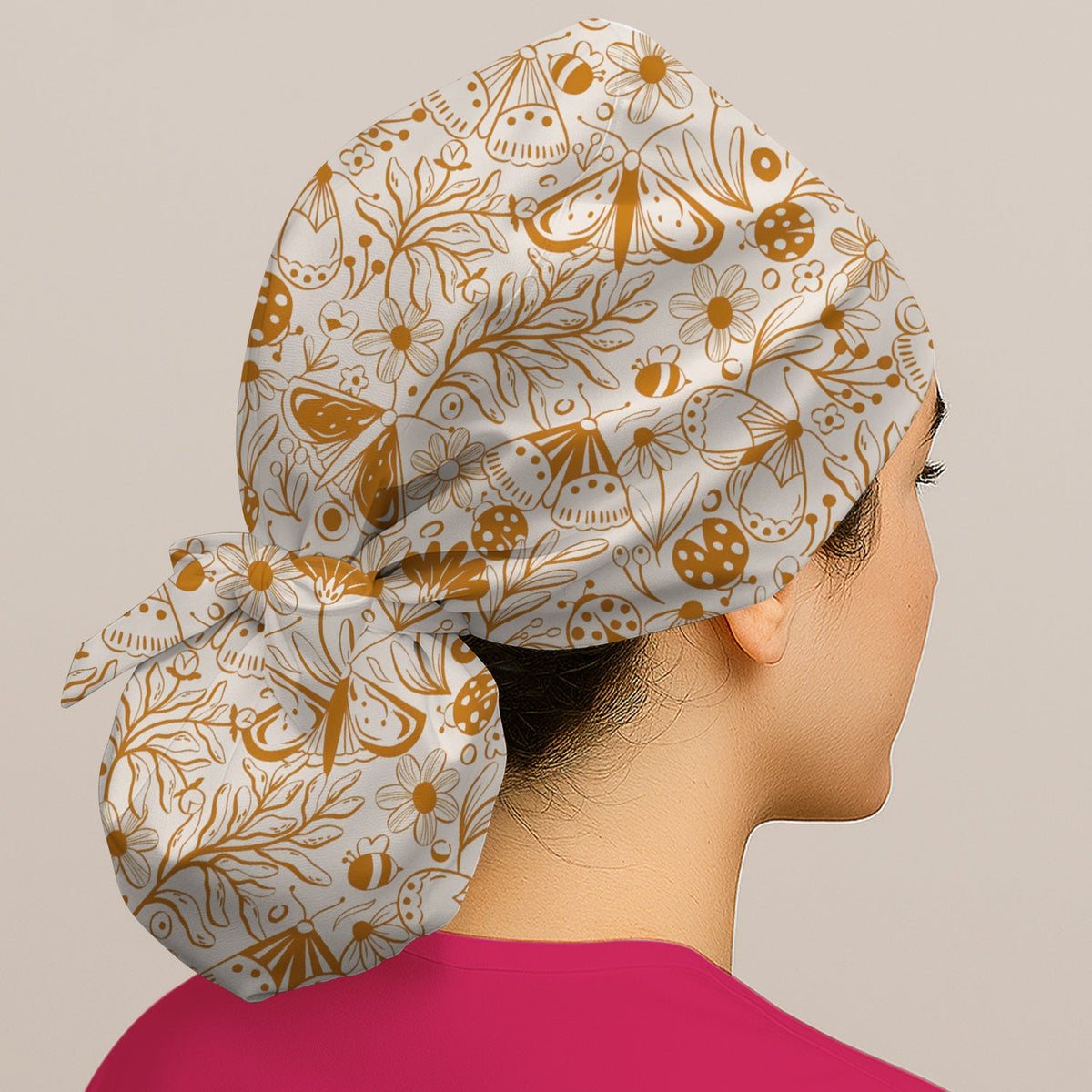 Butterfly Ladybug Floral Garden Nurse Scrub Cap