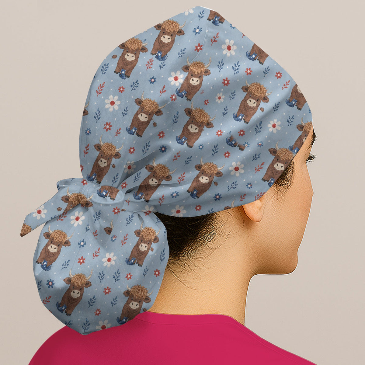 Floral Cowboy Boots Scrub Cap