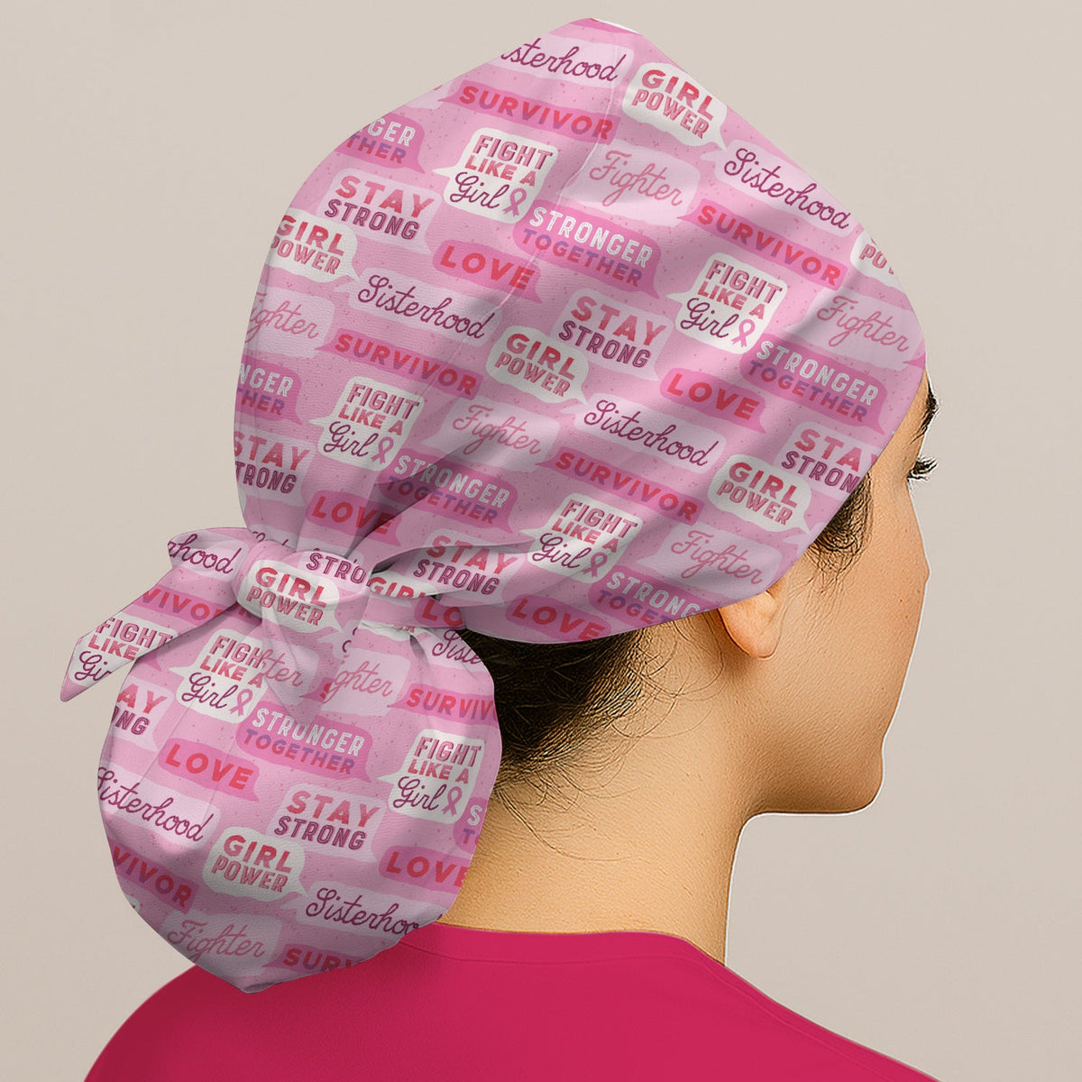 Pink Ribbon Quotes Scrub Cap