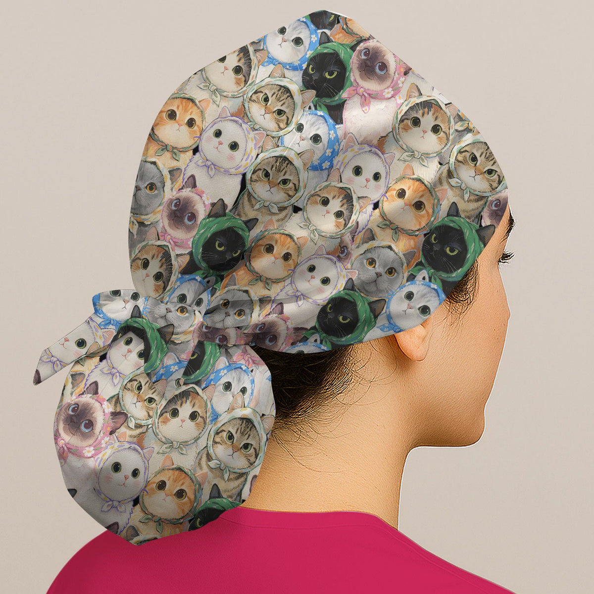 Adorable Multi Cat Portrait Scrub Cap