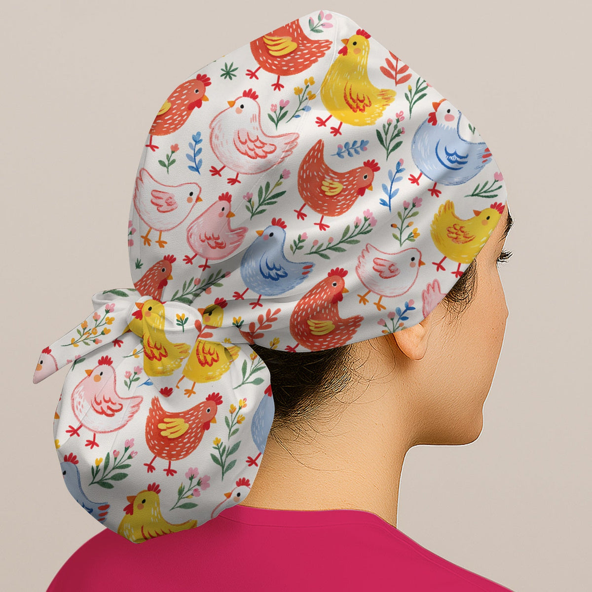 Fun Cartoon Hen Scrub Cap