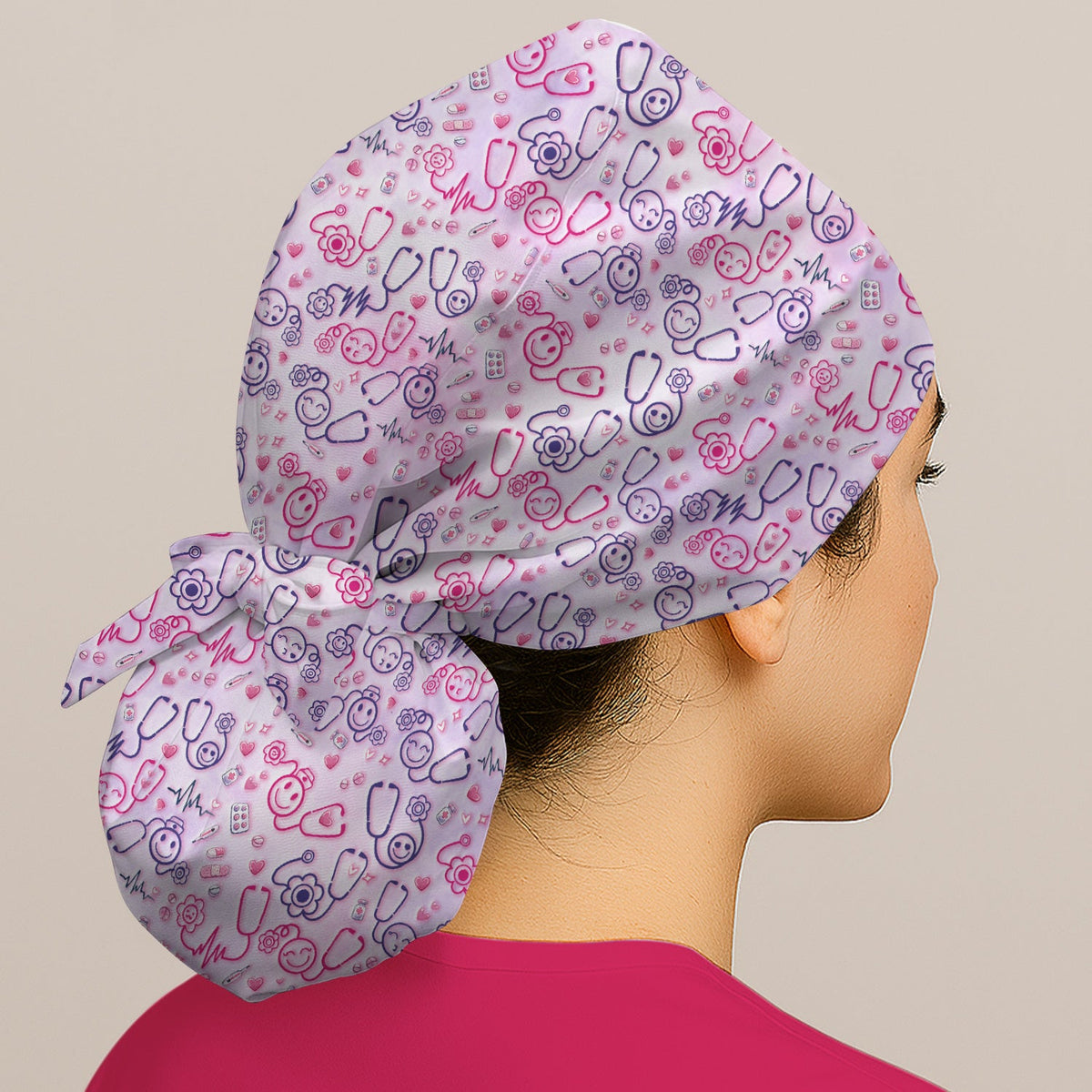 Stethoscope Heart Icon Scrub Cap