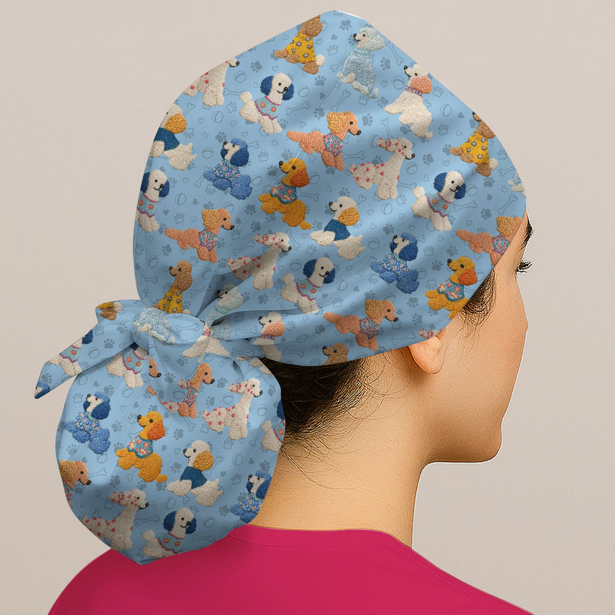 Colorful Poodle Scrub Cap