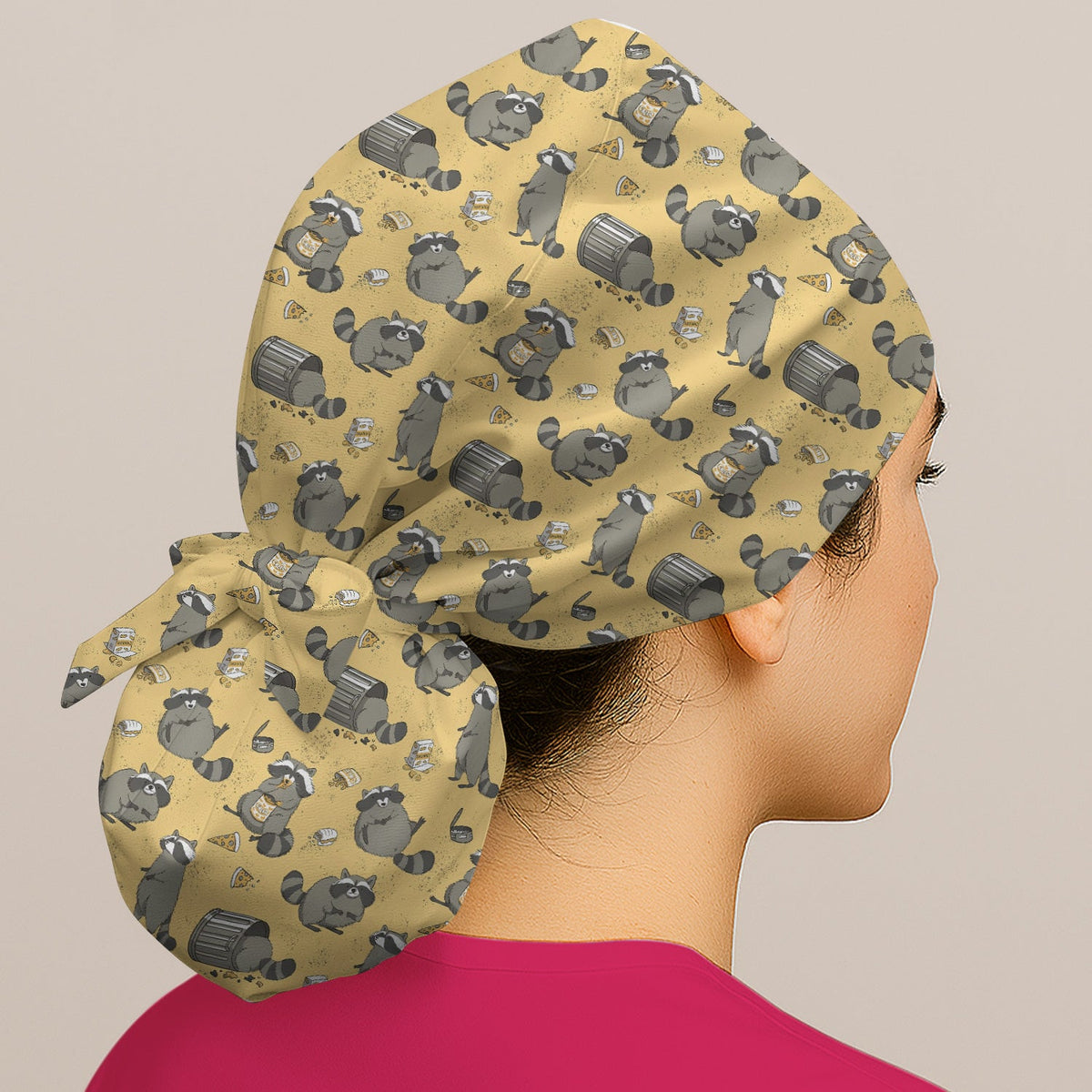 Raccoon Snack Trash Can Scrub Cap
