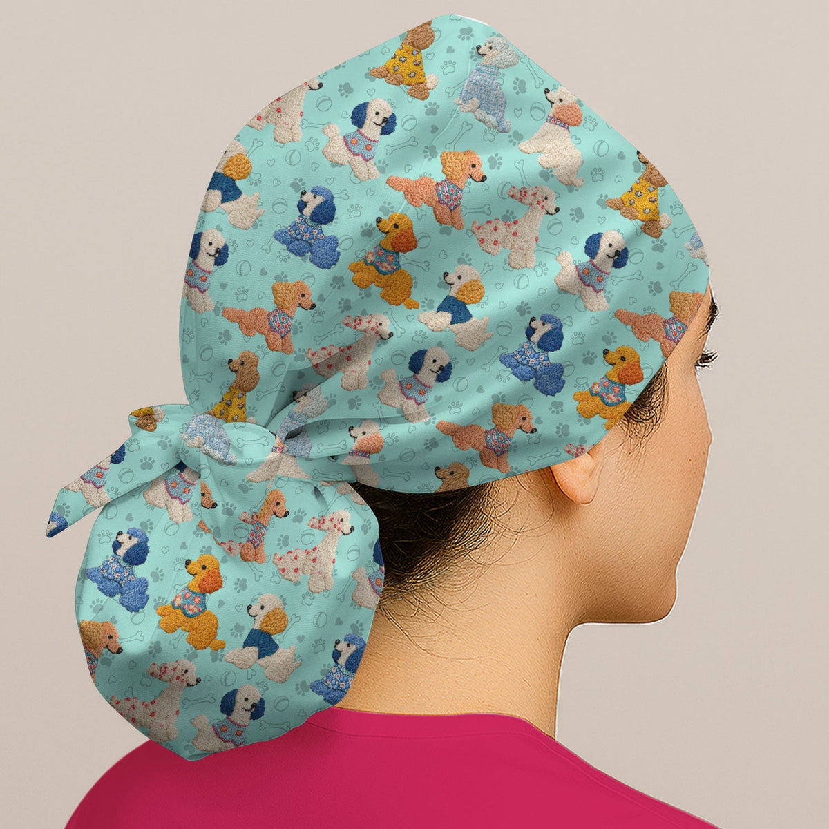 Colorful Poodle Scrub Cap