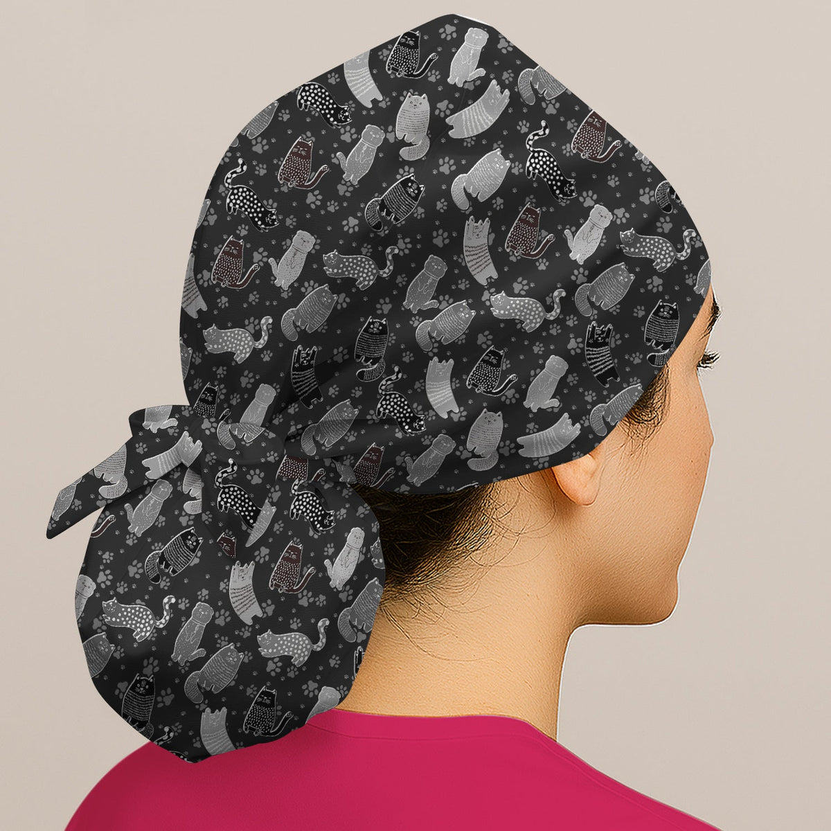 Cat Paw Print Scrub Cap