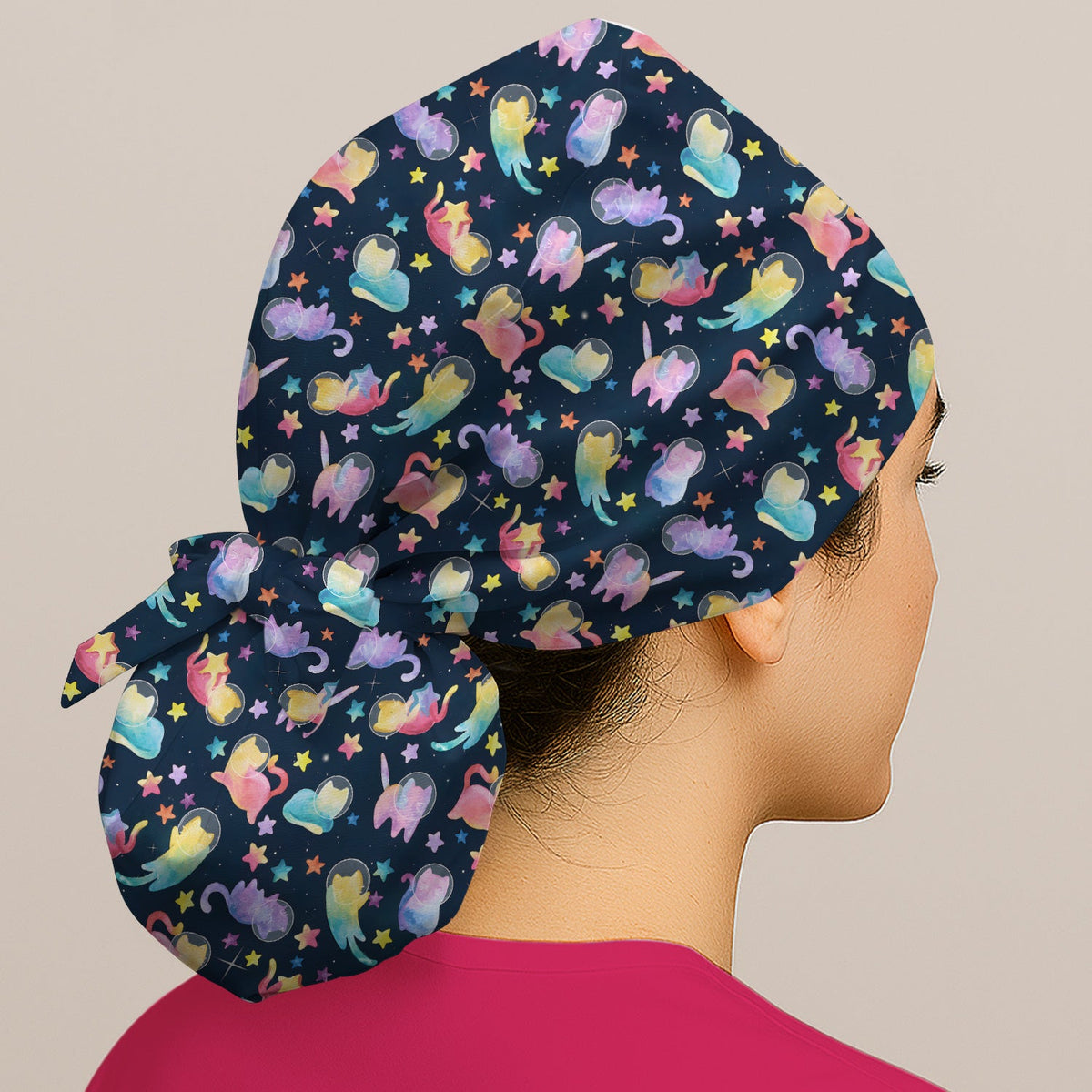 Space Cat Veterinary Scrub Cap