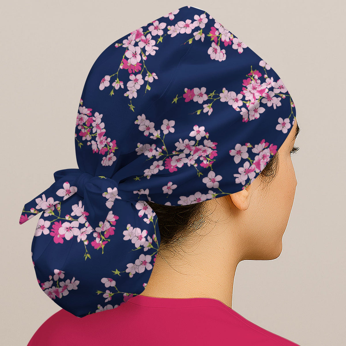 Elegant Cherry Blossom Scrub Cap