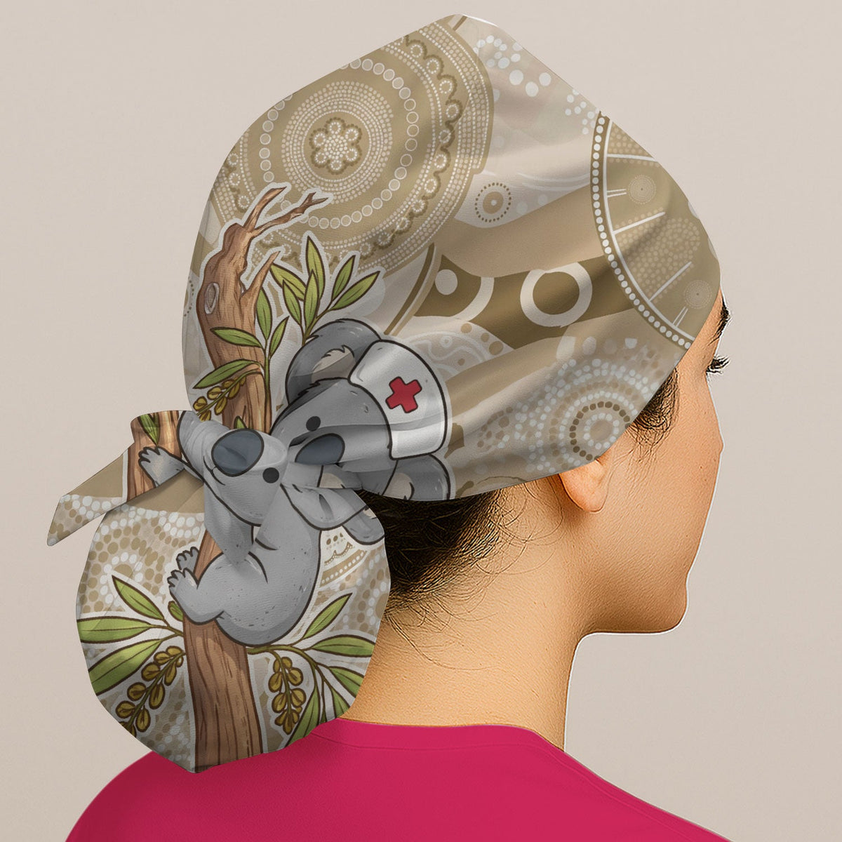 Australian Indigenous Dot Art Koala Scrub Cap