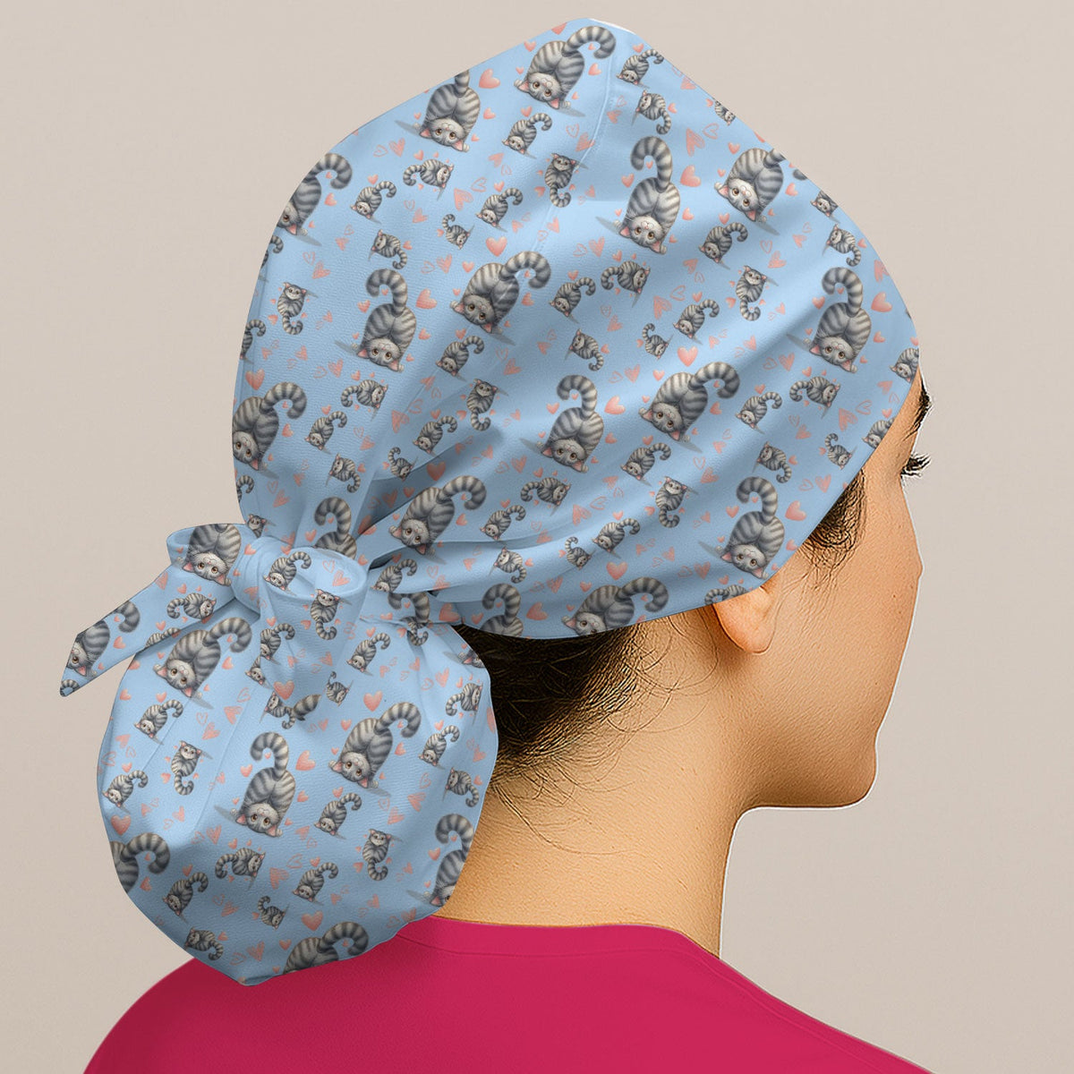 Valentine Cute Cat Heart Scrub Cap